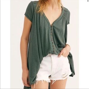 Free People Highland Smocked Shoulder Top